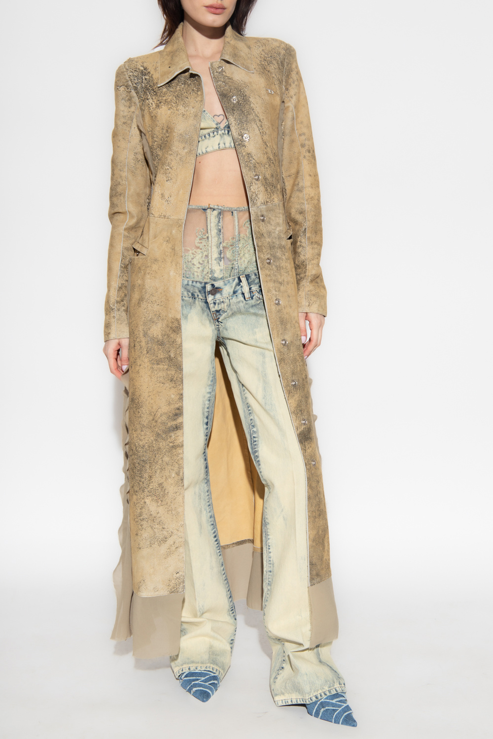 DIESEL archive long leather coat y2k ファー Stephanie Long Faux-Fur Coat | Marciano